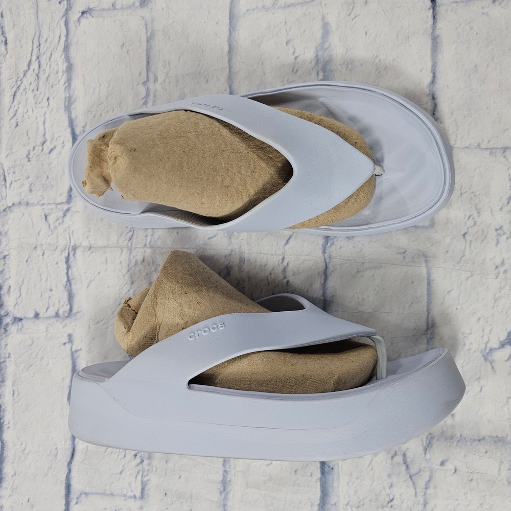 Crocs Getaway Platform Flip Flop Womens 10 Light Blue Grey Thong Sandal Summer